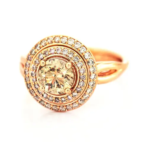 1.39 tcw Diamond Ring - 14 karaat Rosé goud - Ring - 1.02 ct Diamant - Diamanten van 0,37 ct - geen minimumprijs