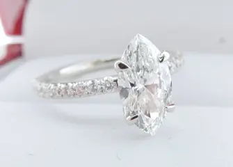 GIA Lab Report 1.01CTW diamonds G/VS1 Marquise cut 1.01CT center stone and 0.18CT VS clarity side - 18 karaat Witgoud - Ring - 1.01 ct Diamant - Diamanten