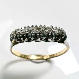 Handcrafted with Signé - 18 karaat Geel goud, Platina - Ring - 0.08 ct Diamant