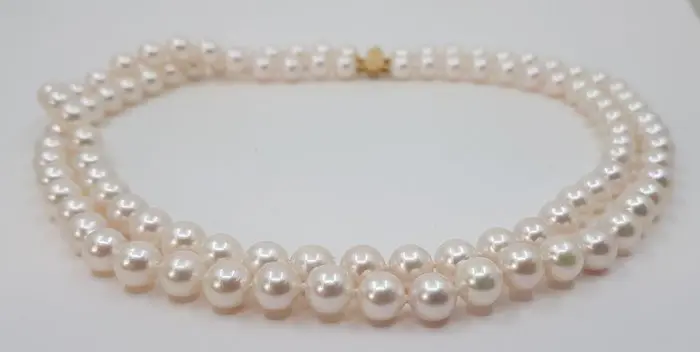 8.5x9mm Akoya Pearls - 14 karaat Geel goud - Halsketting