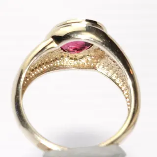 Rubellit - 14 karaat Geel goud - Ring, Set - 2.10 ct Toermalijn