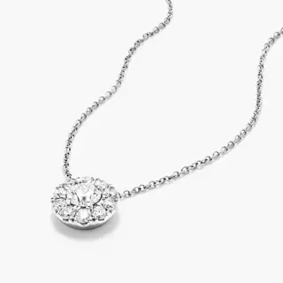 GIA Lab Report Solitaire 1.00CT J/VS1 center diamond and 0.10 side diamonds - 14 karaat Witgoud - Collier met hanger Diamant