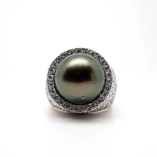 18 karaat Geel goud - Ring - 1.23 ct - Zwarte Parel van Tahiti