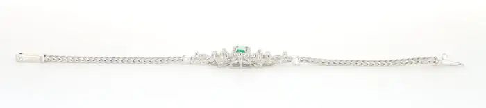 Vintage - No Reserve Price - 18 karaat Witgoud - Armband - 1.20 ct Smaragd - Diamanten
