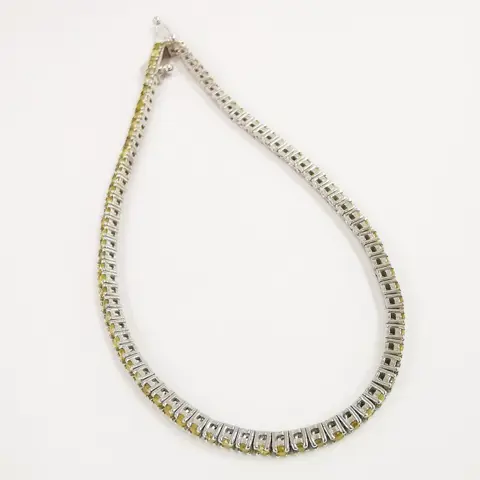 1.74 ct light to fancy vivid yellow diamonds eternity tennis bracelet - 14 karaat Witgoud - Armband Diamant - Diamanten, GWLAB-gecertificeerd, geen reserve