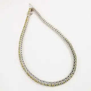 1.74 ct light to fancy vivid yellow diamonds eternity tennis bracelet - 14 karaat Witgoud - Armband Diamant - Diamanten, GWLAB-gecertificeerd, geen reserve