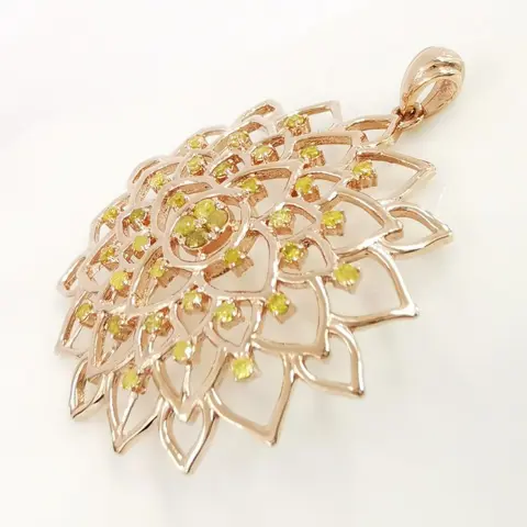 0.60 ct fancy vivid yellow diamond designer pendant - 14 karaat Rosé goud - Hanger Diamant - GWLAB-gecertificeerd, geen reserve