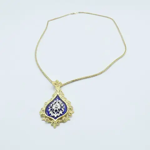 Gemengd Geel goud, Witgoud - Collier met hanger