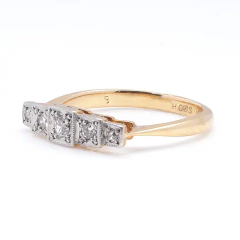 Henry Griffith & Sons Art Deco - 950 Geel goud, Platina - Ring - 0.43 ct Diamant