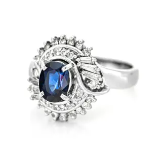 1.64 tcw Sapphire Ring Platina - Ring - 1.27 ct Saffier - Diamanten van 0,37 ct - geen minimumprijs