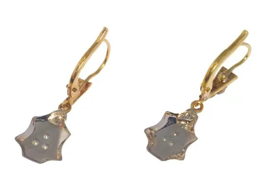 NO RESERVE PRICE - 18 karaat Geel goud - Oorbellen - 0.12 ct Diamant - Vintage jaren 1930 Art Deco