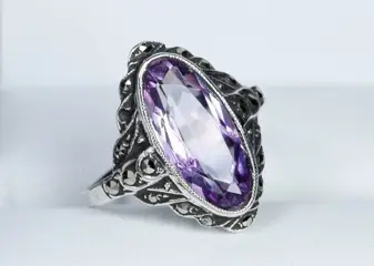 935 Zilver - Ring - Amethist (getest) - Marcasiet