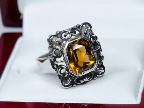 800 Zilver - Ring - Citrien (getest)