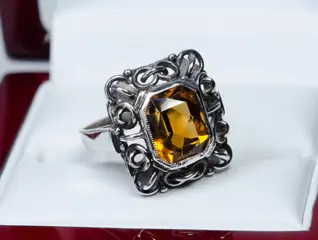 800 Zilver - Ring - Citrien (getest)