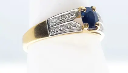 18 karaat Geel goud - Ring - 0.60 ct Saffier - Diamanten, 0,48 ct - 3,47 gr goud