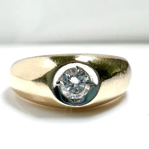 "HV" Goldschmied-Signé - 14 karaat Geel goud - Ring - 0.22 ct Diamant - briljant geslepen