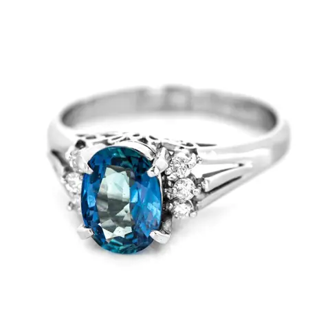 1.83 tcw Sapphire Ring Platina - Ring - 1.73 ct Saffier - Diamanten van 0,10 ct - geen minimumprijs