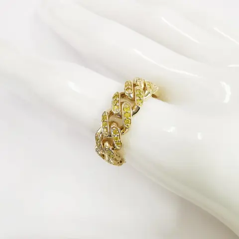 1.00 ct fancy intense yellow diamond designer ring - 14 karaat Geel goud - Ring Diamant - Diamanten, AIG gecertificeerd zonder reserve