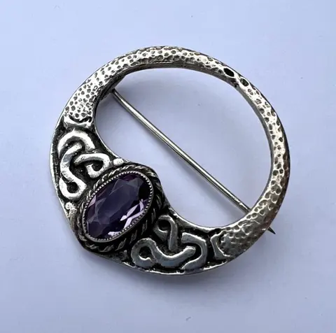 Celtic knot - c.1948 - 925 Zilver - Broche Amethist