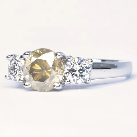 2.00 ct Natural Fancy Yellowish Gray SI2, D VVS1 to VVS2 - 14 karaat Witgoud - Ring - 1.35 ct Diamant - Diamanten, Geen minimumprijs
