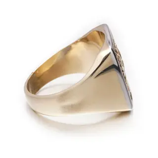 Vintage signet ring with coat of arms - 18 karaat Geel goud, Zilver - Ring