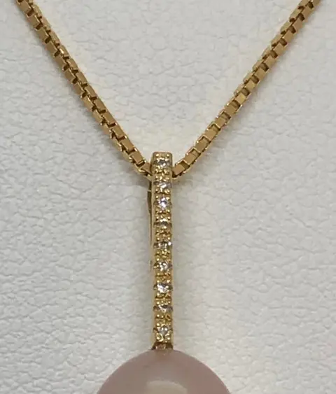 Freshwater Drop Pearl - 18 karaat Geel goud - Halsketting - Diamanten