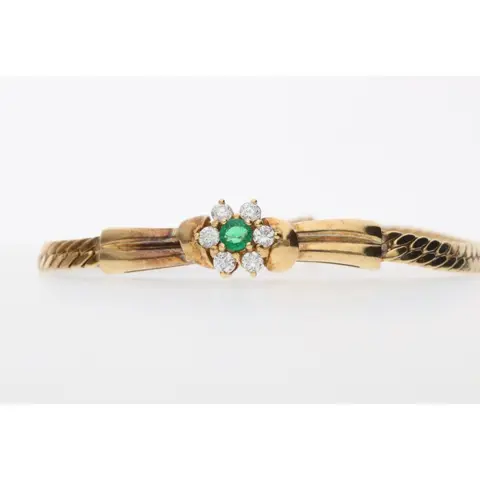 18 karaat Geel goud - Armband - 0.15 ct Smaragd - Diamanten