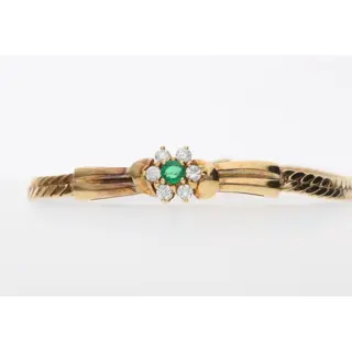 18 karaat Geel goud - Armband - 0.15 ct Smaragd - Diamanten