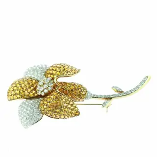 Intini Jewels - 18 karaat Geel goud, Goud - Broche - 17.00 ct Saffier - Diamanten