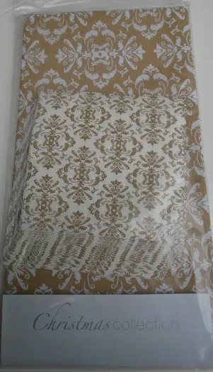 TAFELKLEED 138X220 cm + servet licht bruin-ecru kerst decor