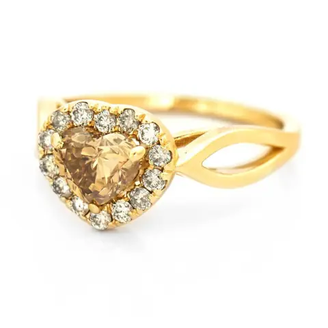 1.23 tcw Diamond Ring - 14 karaat Geel goud - Ring - 1.00 ct Diamant - Diamanten van 0,23 ct - geen minimumprijs