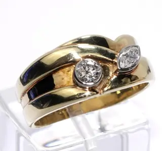 Old and Marquise Cut Diamonds - 14 karaat Geel goud, Witgoud - Ring - 0.36 ct Diamant