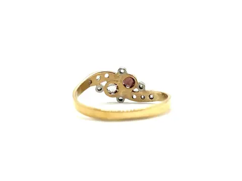 NO RESERVE - 18 karaat Platina, Rosé goud - Ring - Diamanten, Granaatstenen