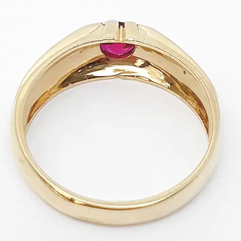 18 karaat Geel goud, Witgoud - Ring - 0.60 ct Robijn
