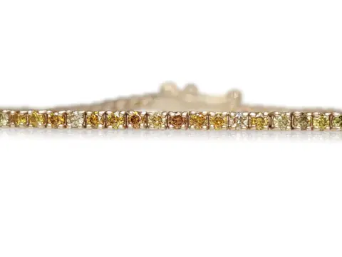 1.87 Carat Fancy Colors Diamond Tennis Riviera - 14 karaat Geel goud - Armband - GEEN RESERVE