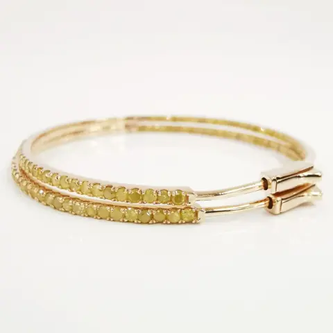 2.42 ct fancy intense yellow diamonds extra large designer hoop earrings - 14 karaat Rosé goud - Oorbellen Diamant - Diamanten, AIG gecertificeerd zonder reserve