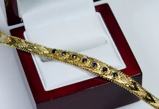 835 Verguld, Zilver - Armband - 0,50ct saffieren