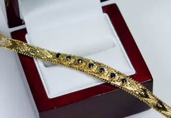 835 Verguld, Zilver - Armband - 0,50ct saffieren