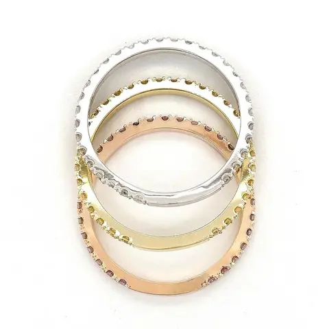 0.99ct Pink Yellow White Diamond Ring - 14 karaat Geel goud, Rosé goud, Witgoud - Ring - ***GEEN RESERVEPRIJS***