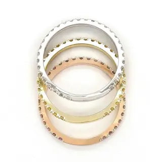 0.99ct Pink Yellow White Diamond Ring - 14 karaat Geel goud, Rosé goud, Witgoud - Ring - ***GEEN RESERVEPRIJS***