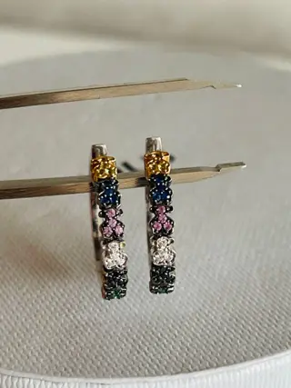 Tous - 18 karaat Witgoud - Oorbellen - 0.30 ct Diamant - Diamanten