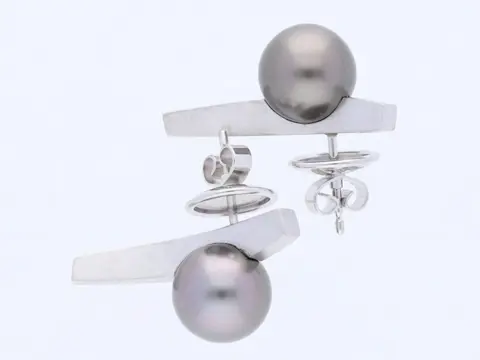 Juwelier Gellner. Ohrstecker Ohrringe mit Tahiti Zuchtperlen - 18 karaat Witgoud - Oorbellen - Tahiti gekweekte parels