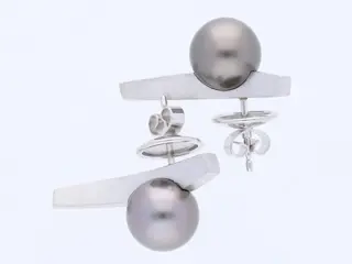 Juwelier Gellner. Ohrstecker Ohrringe mit Tahiti Zuchtperlen - 18 karaat Witgoud - Oorbellen - Tahiti gekweekte parels