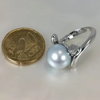 Australian Southsea Ø 12,2 mm - 18 karaat Witgoud - Ring Zuidzee parel - Diamanten