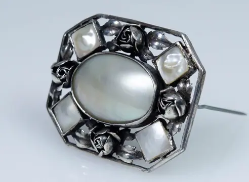 800 Zilver - Broche - parelmoer