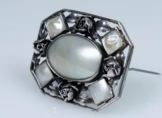 800 Zilver - Broche - parelmoer