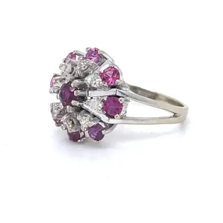 14 karaat Witgoud - Ring - 0.70 ct Robijn - Diamanten