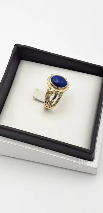 18 karaat Geel goud - Ring - 3.50 ct Lapis lazuli