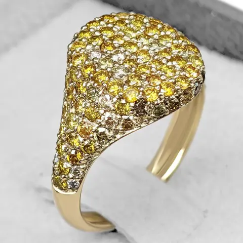 1.25 Carat Fancy Diamond Dome - 14 karaat Geel goud - Ring - GEEN RESERVE