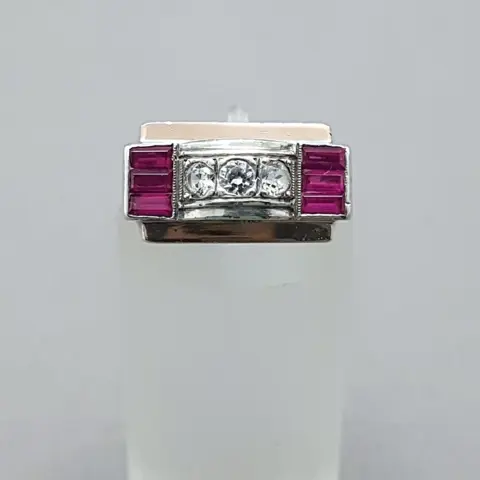 Art Deco Robijn(Getest) Zilver - Ring - Quartz(Getest)